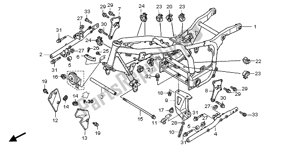 Todas as partes de Corpo Da Moldura do Honda GL 1500C 2001