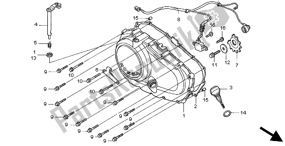 Tutte le parti per il Coperchio Carter Destro del Honda CB 500 1998