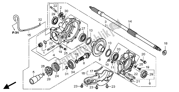 All parts for the Final Driven Gear of the Honda TRX 500 FA Fourtrax Foreman Rubican 2009