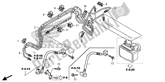 Alle onderdelen voor de Voorste Remleiding van de Honda VT 750 CS 2013