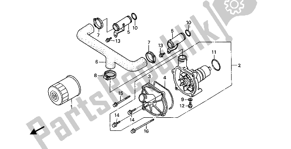 Wszystkie części do Filtr Oleju I Pompa Wodna Honda GL 1500 1989