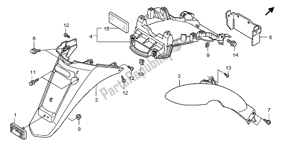 All parts for the Rear Fender of the Honda PES 125R 2009