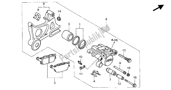 All parts for the Rear Brake Caliper of the Honda CBR 600 FS 2002