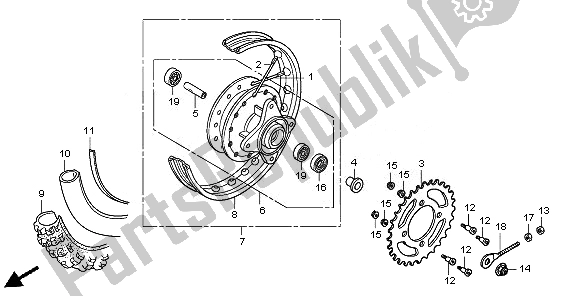 Wszystkie części do Tylne Ko? O Honda CRF 50F 2010