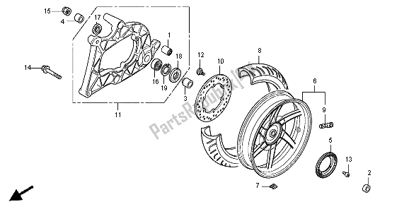 Tutte le parti per il Ruota Posteriore E Braccio Oscillante del Honda SH 300A 2008