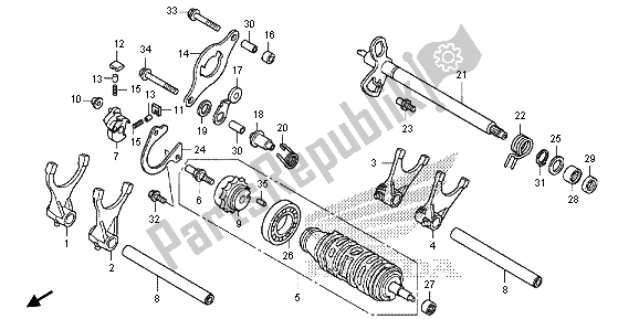 All parts for the Gearshift Drum of the Honda NC 700 SD 2013