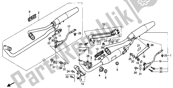 Todas las partes para Silenciador De Escape de Honda VT 600C 1989