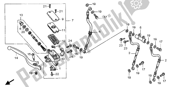 All parts for the Fr. Brake Master Cylinder of the Honda CB 750F2 1997