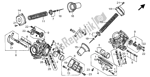 Todas las partes para Carburador (componentes) de Honda VT 1100C2 1999