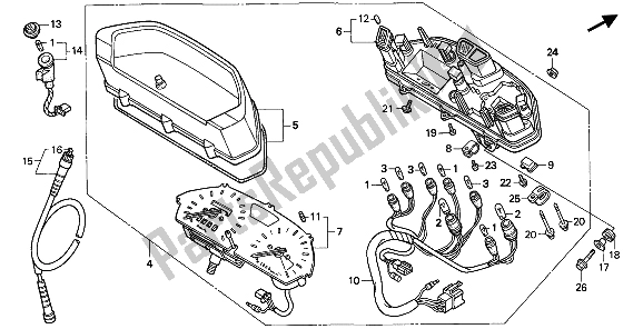 All parts for the Meter (mph) of the Honda NX 650 1993