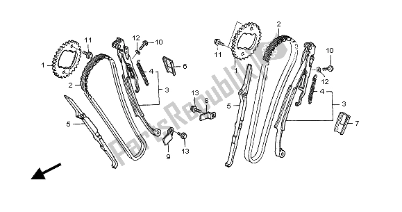 All parts for the Cam Chain & Tensioner of the Honda NT 650V 2004