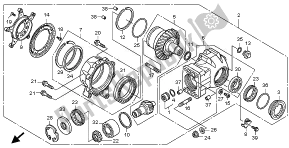 All parts for the Final Driven Gear of the Honda VFR 1200 FDA 2010