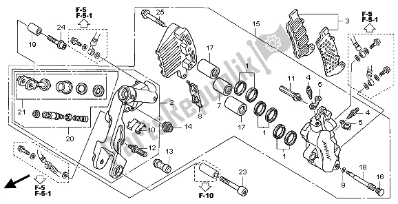 All parts for the L. Front Brake Caliper of the Honda ST 1300 2007