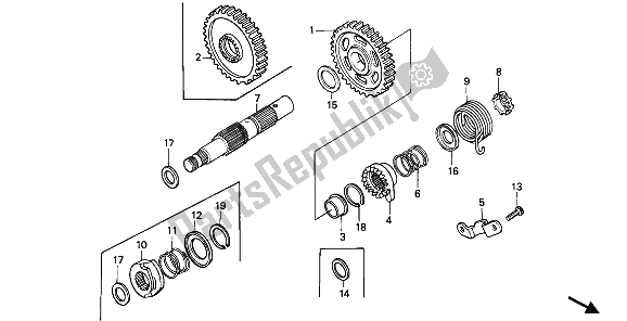 All parts for the Kick Starter Spindle of the Honda XR 600R 1990