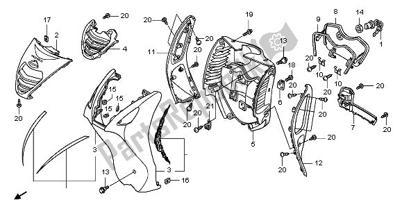 All parts for the Front Cover of the Honda PES 125 2011