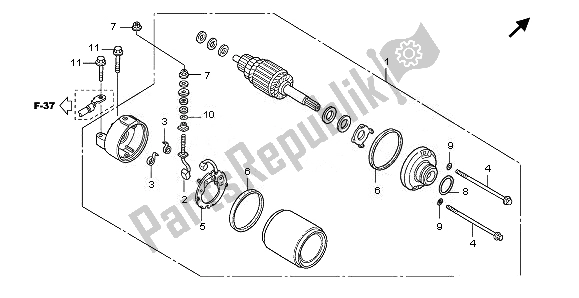 All parts for the Starting Motor of the Honda CBF 1000 FA 2011