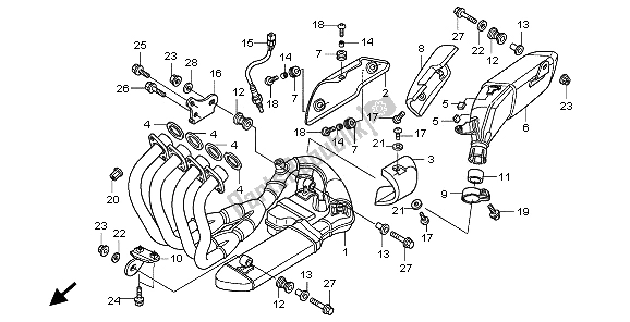 Alle onderdelen voor de Uitlaatdemper van de Honda CB 600F3A Hornet 2009