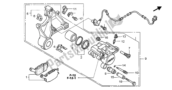 All parts for the Rear Brake Caliper of the Honda CB 1300F 2003