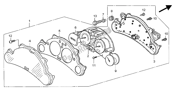 All parts for the Meter (mph) of the Honda CBF 600 SA 2004