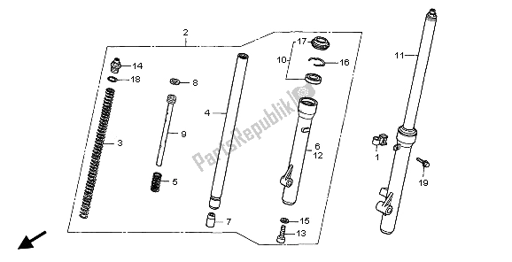 Tutte le parti per il Forcella Anteriore del Honda XR 70R 2000