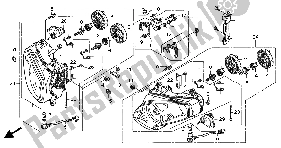 All parts for the Headlight (eu) of the Honda GL 1800A 2002