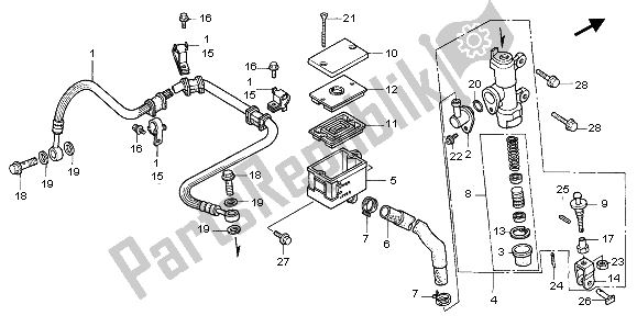Tutte le parti per il Pompa Freno Posteriore del Honda NTV 650 1997