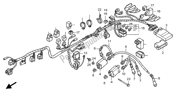 Alle onderdelen voor de Kabelboom van de Honda CB 750F2 1996