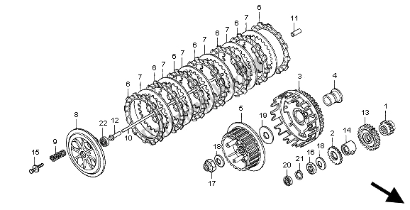 All parts for the Clutch of the Honda NX 650 1997