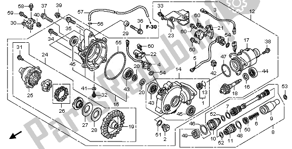 All parts for the Front Final Gear of the Honda TRX 500 FE Foretrax Foreman ES 2011