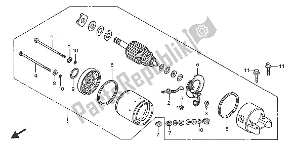 All parts for the Starting Motor of the Honda FJS 600D 2005