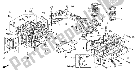 All parts for the Cylinder Head of the Honda GL 1800 2007