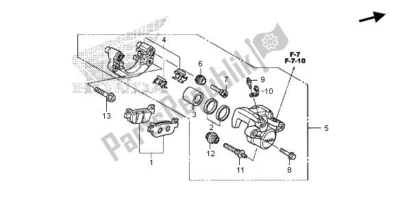 All parts for the Rear Brake Caliper of the Honda SH 125 AD 2013