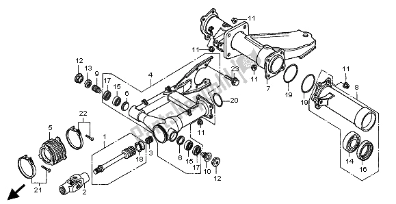 Toutes les pièces pour le Bras Oscillant du Honda TRX 450 ES Foreman 2001