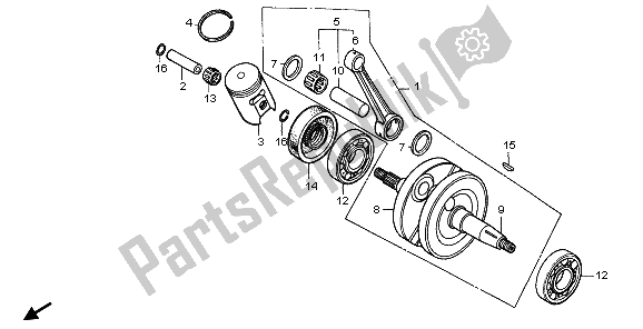 All parts for the Crankshaft & Piston of the Honda CR 80 RB LW 1998