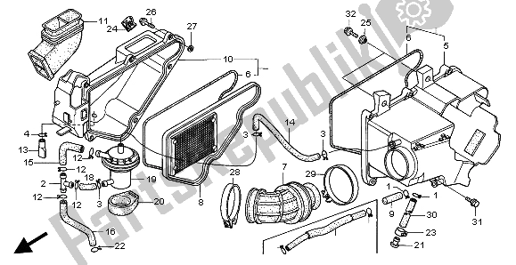 All parts for the Air Cleaner of the Honda SLR 650 1998