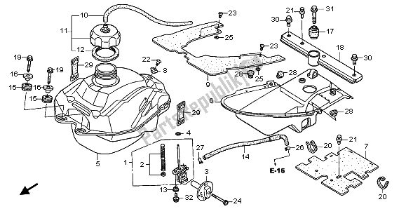 Todas las partes para Depósito De Combustible de Honda TRX 250 EX Sporttrax 2004