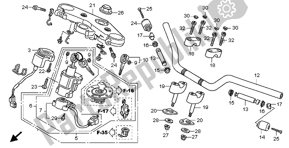 All parts for the Handle Pipe & Top Bridge of the Honda CB 1300A 2009