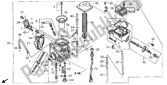 Alle onderdelen voor de Carburator van de Honda TRX 350 FE Fourtrax 4X4 ES 2004