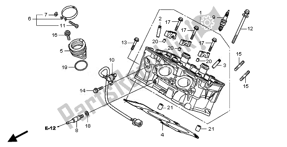 All parts for the Cylinder Head (rear) of the Honda VFR 1200 FD 2011