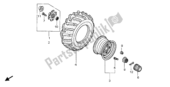 Tutte le parti per il Ruota Posteriore del Honda TRX 400 FW Fourtrax Foreman 2000