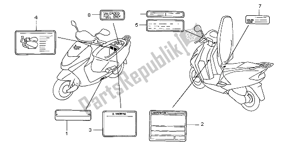 All parts for the Caution Label of the Honda SCV 100F 2006