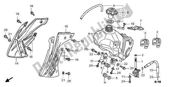 Tutte le parti per il Serbatoio Di Carburante del Honda CRF 150 RB LW 2009