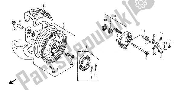 All parts for the Front Wheel of the Honda NPS 50 2008