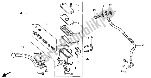 All parts for the Front Brake Master Cylinder of the Honda GL 1800 Airbag 2007