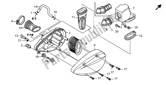 Alle onderdelen voor de Luchtfilter van de Honda VT 750 CA 2009