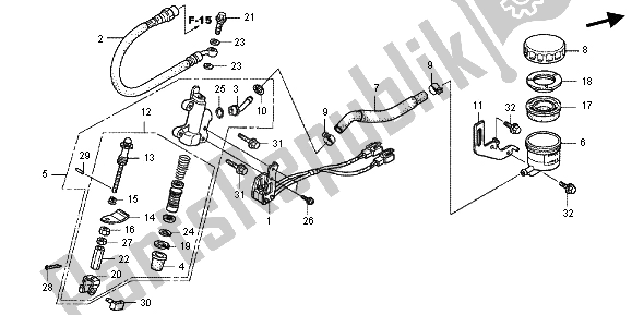 All parts for the Rear Brake Master Cylinder of the Honda GL 1800 2013
