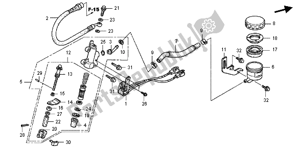 All parts for the Rear Brake Master Cylinder of the Honda GL 1800 2013