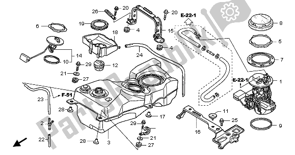 Tutte le parti per il Serbatoio Di Carburante del Honda GL 1800A 2003