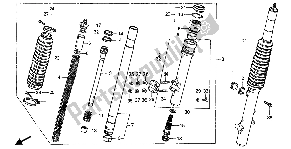 Tutte le parti per il Forcella Anteriore del Honda CR 250R 1985