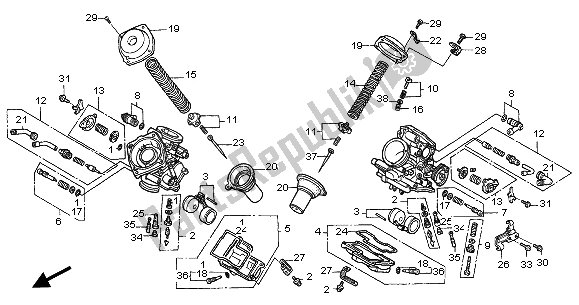 All parts for the Carburetor (component Parts) of the Honda NT 650V 2005